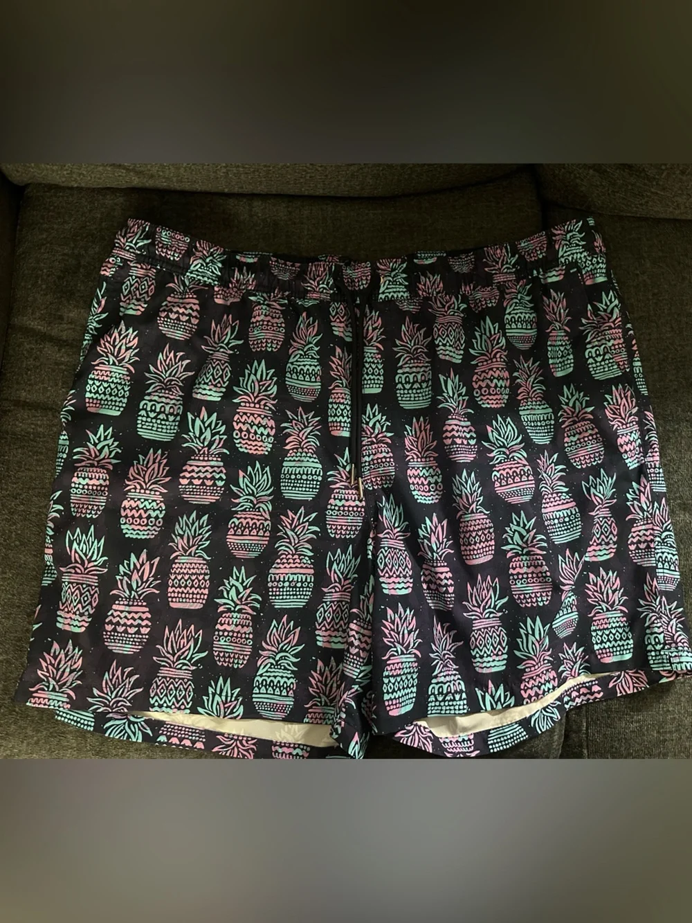 Goodfellow & Co Black Swim Shorts with Mint and‎ Pink Pineapple Print XXL
